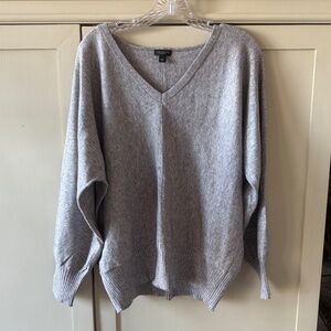 Ann Taylor Factory Gray V-Neck Sweater | Size L